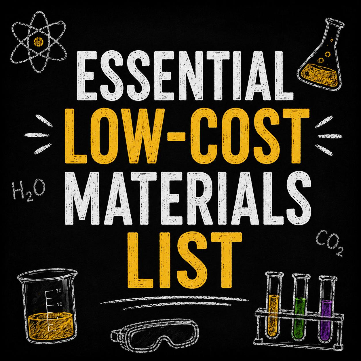 Essential low-cost materials list for chemistry experiments